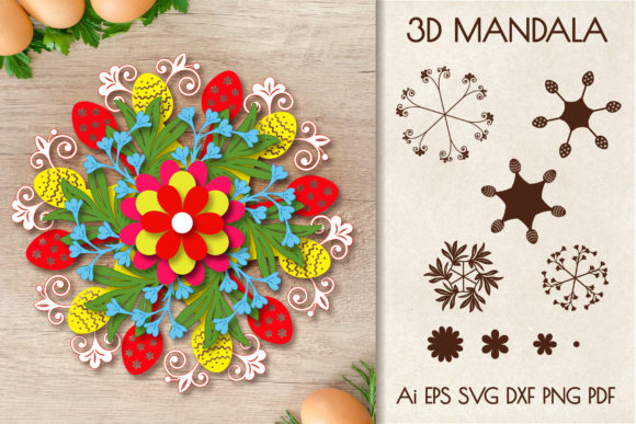 3D Mandala Easter Graphics for Crafts
