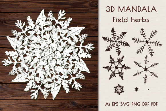 3D Mandala Field Herbs Graphics for Crafts