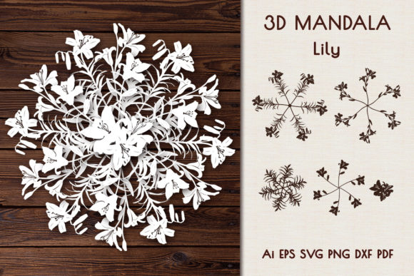 3D Mandala Lilies SVG: Graphics and Crafts for Branding