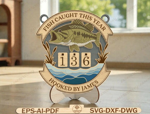 Bass Fishing Tracker Laser Cut File Graphics