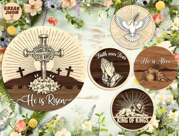 Christian Easter Door Hanger SVG Bundle: Laser Cutting and Spring Amp Assets