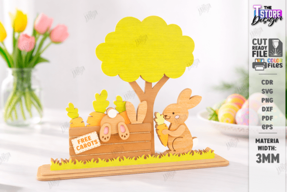 Easter Bunny Shelf Sitter Laser Cut CNC Spring Amp