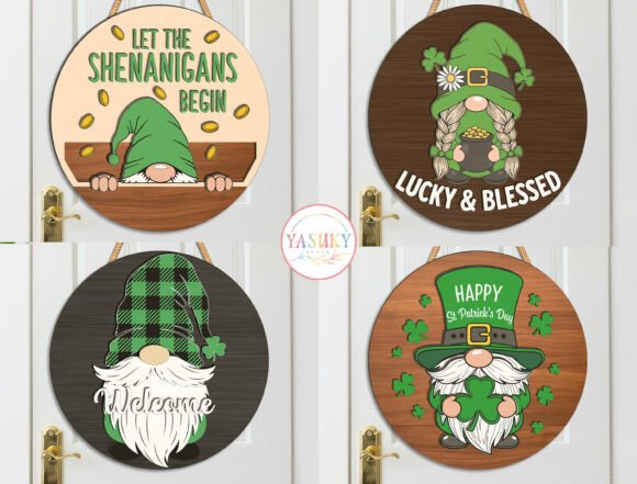 Gnome St. Patrick s Day Round Sign SVG Laser Cutting Other Celebrations