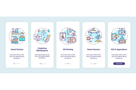 Industry 4.0 Trends Onboarding App Pages Graphics