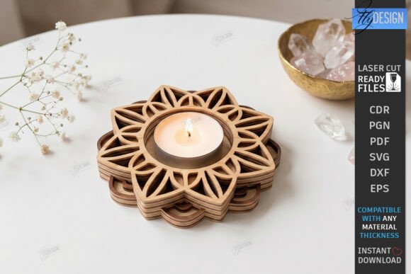 Lotus Flower Tealight Candle Holder CNC Laser Cutting Home Decor