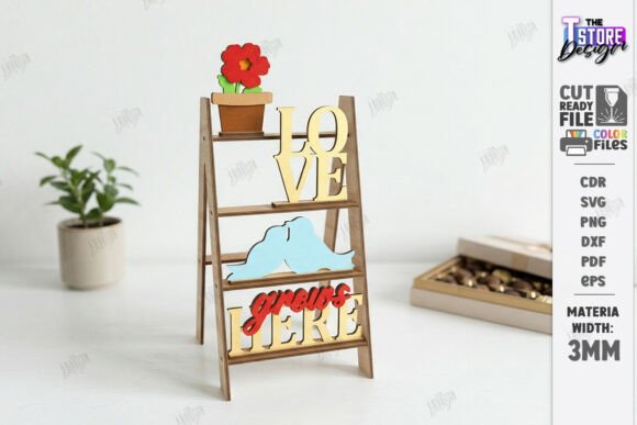Mini Decorative Ladder Shelf Laser Cutting Home Decor