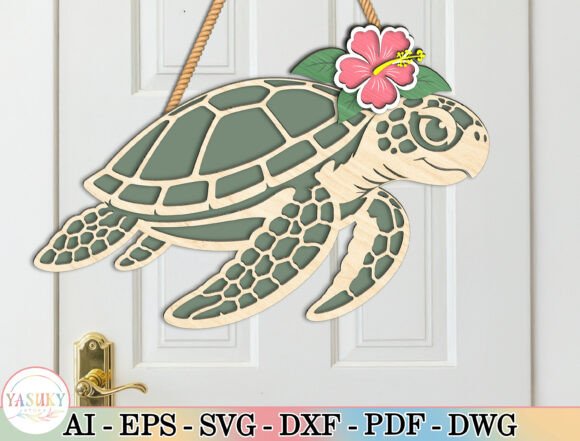 Sea Turtle Layered Laser Cut File SVG