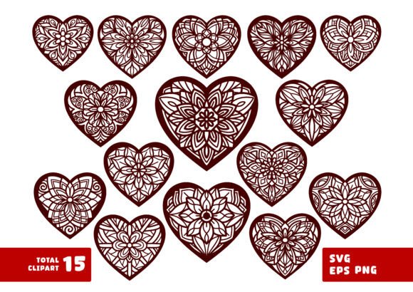Valentine Heart Mandala SVG Bundle Graphics and Illustrations